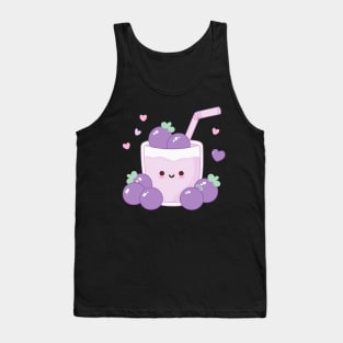 Cute Kawaii Blueberry Smoothie with Hearts | Design for Kawaii Food Lovers Tank Top